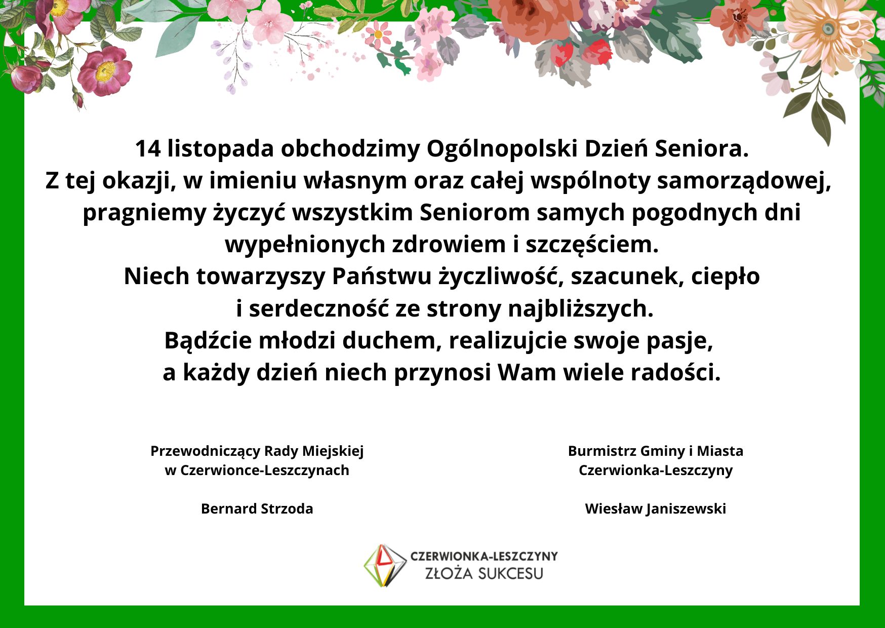 Życzenia z okazji Ogólnpolskiego Dnia Seniora